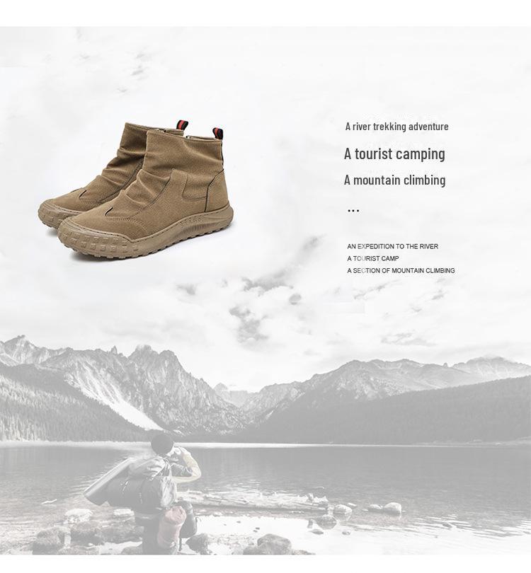 2023 Autumn Martin High-Top Men's Non-Slip Black Leather Work Shoes - Dirt-Resistant & Casual