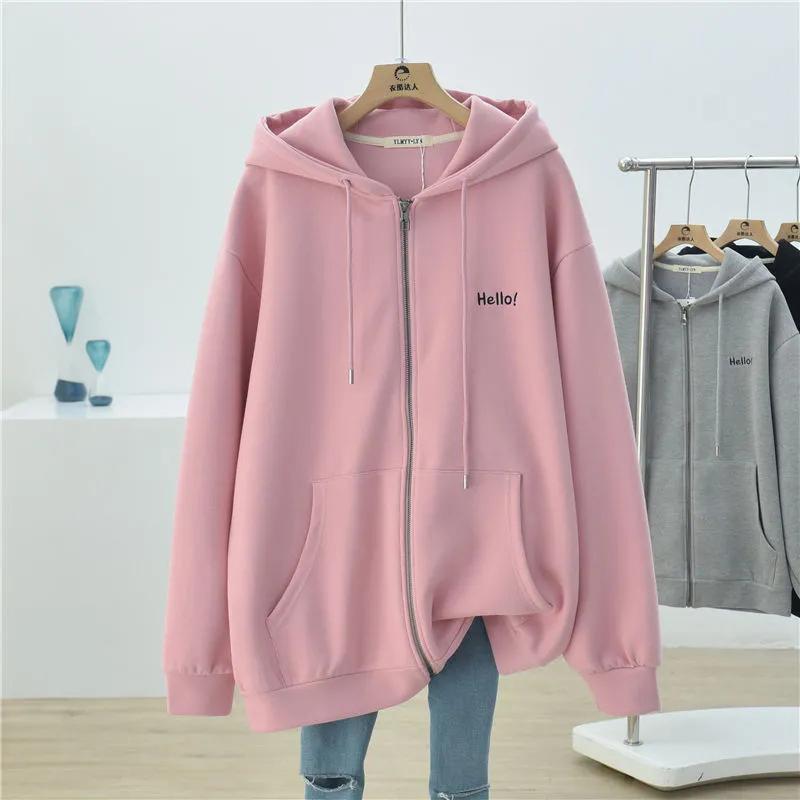 Женский свитер с капюшоном большого размера и осеннее свободное спортивное пальто с подкладкой и рукавами