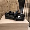 Grape Mother of the Same Style, Bow Splicing Round Head Leather Versatile Age Reduction Shallow Mouth Mary Jane Single Shoes Women's Spring and Autumn