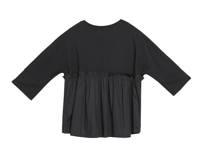 Женская темная футболка в стиле пэчворк 'Европейский и американский', бэби-долл - с коротким рукавом, свободного кроя, модный повседневный летний топ