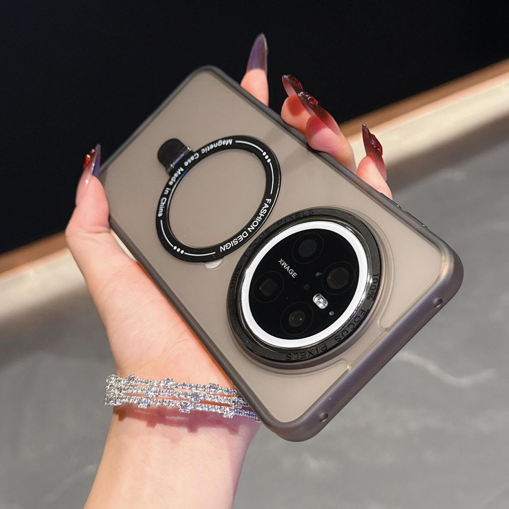 Совместим с Mate70 Pro, Премиальный матовый прозрачный противоударный чехол для телефона с интегрированной подставкой.