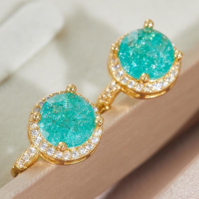 Charming Cute Exquisite Green Zircon Round Earrings for Women Vintage Fashion Minimalist Wedding Zircon Bridal Accessories