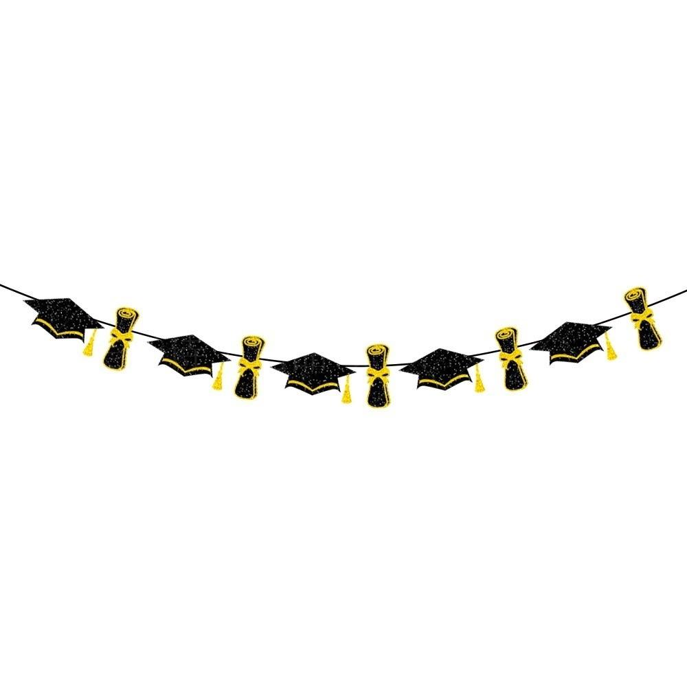 Glitter Decor Graduation Party Banner Reusable Graduation Hanging Banner  Party Supplies