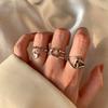 Fashion Baroque Stacked Double Open Ring Personality Trendy Retro Diamond Set Hollow Love Heart Ring Women