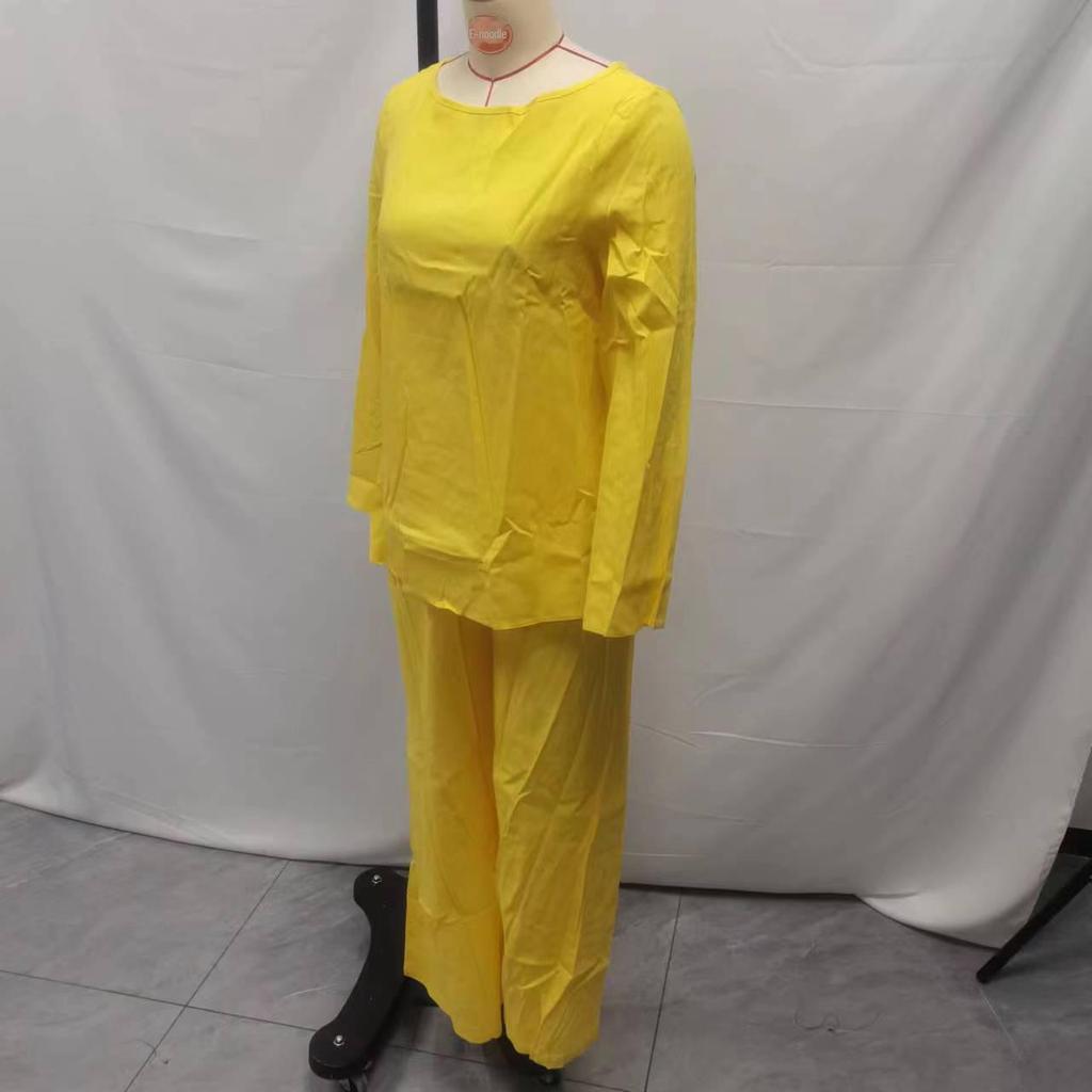 Женский повседневный костюм из хлопка и льна 2025 года в однотонном цвете: Летние свободные брюки из двух частей