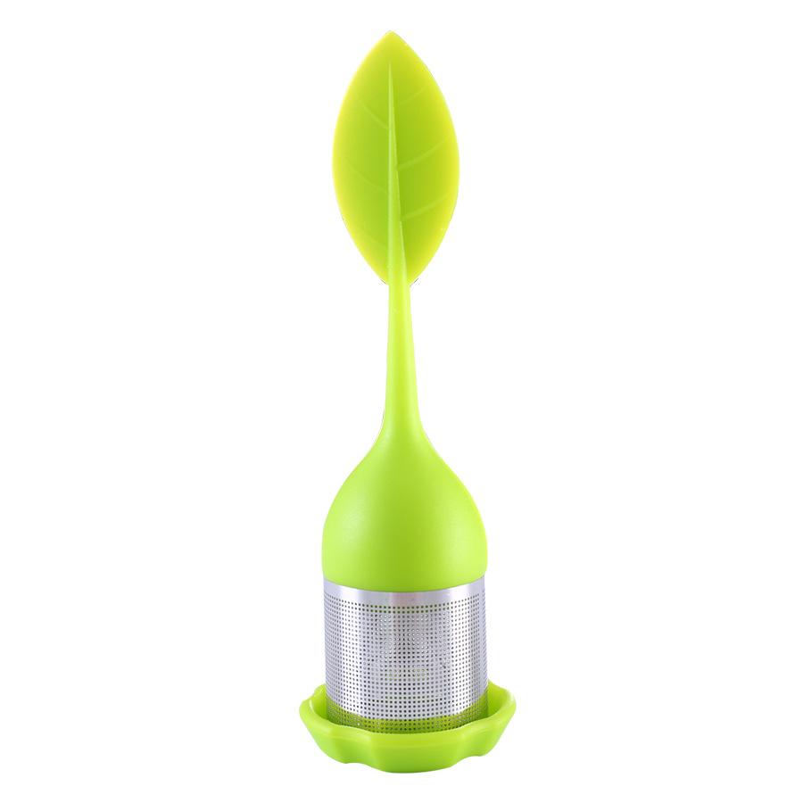 Tea Infuser - Stainless Steel Fine Mesh Tea Filter with BPA-Free Silicone Leaf Handle and Drip Tray  for All Loose Leaf Tea