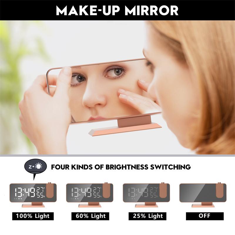 Модернизированный проекционный будильник для спальни, потолочные часы с проектором и цифровым светодиодным дисплеем температуры и влажности;