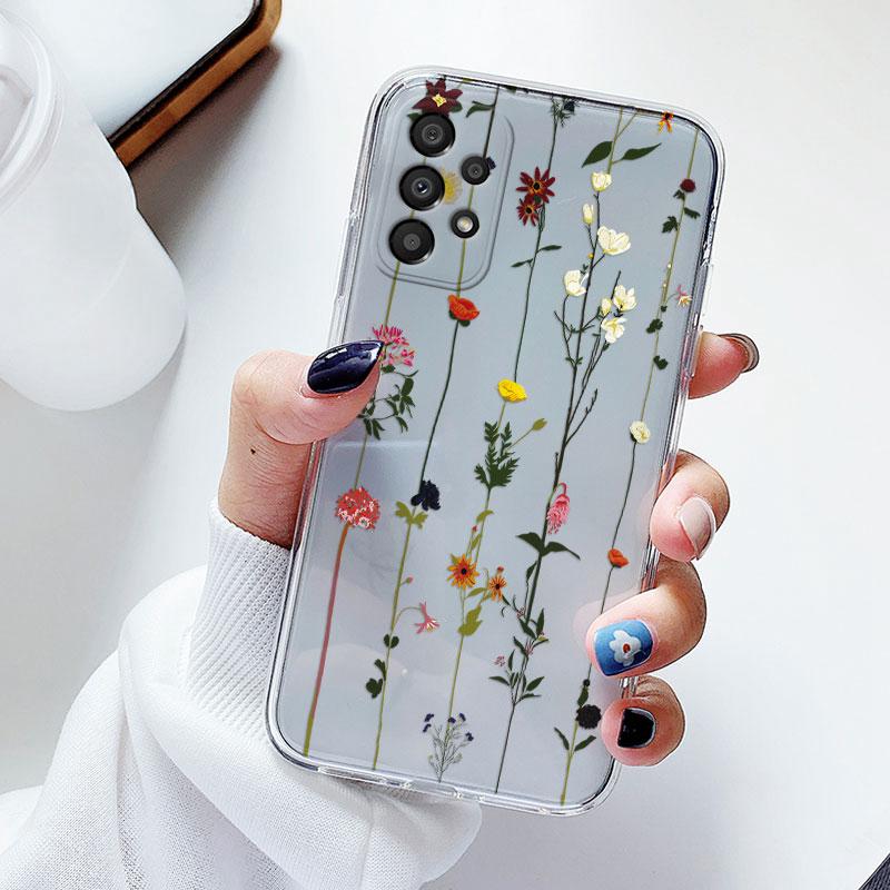 Чехол для телефона Samsung A53 5G A33 Цветочный силиконовый чехол для Samsung Galaxy A73 Fundas Coque Прозрачный мягкий Capas Цветочный ТПУ