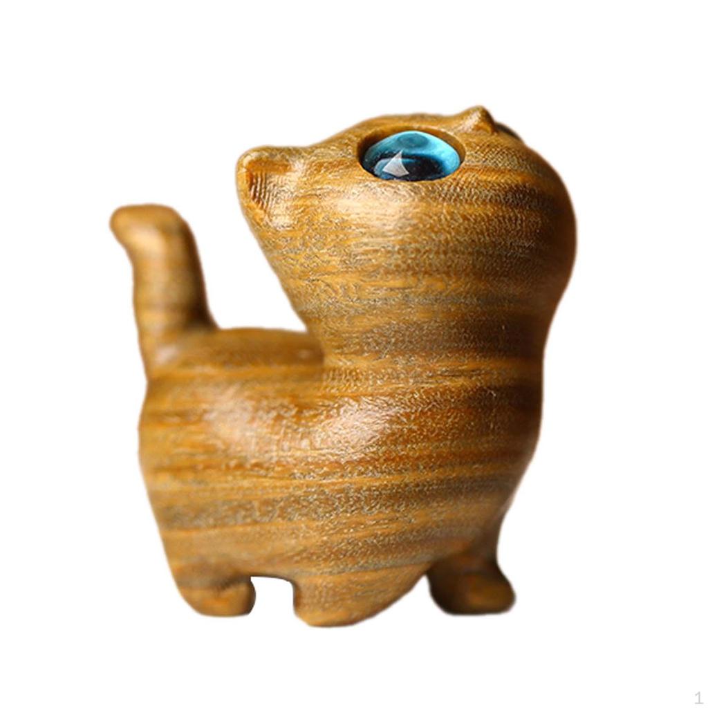 Статуя кошки, деревянная фигурка, произведение искусства, украшение, подарок, скульптура котенка, украшение для кабинета, новоселье