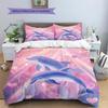 Мультяшная цветная дельфиновая постельное белье Домашний декор Подарок на день рождения (1 пододеяльник + 2 наволочки, без наполнителя)