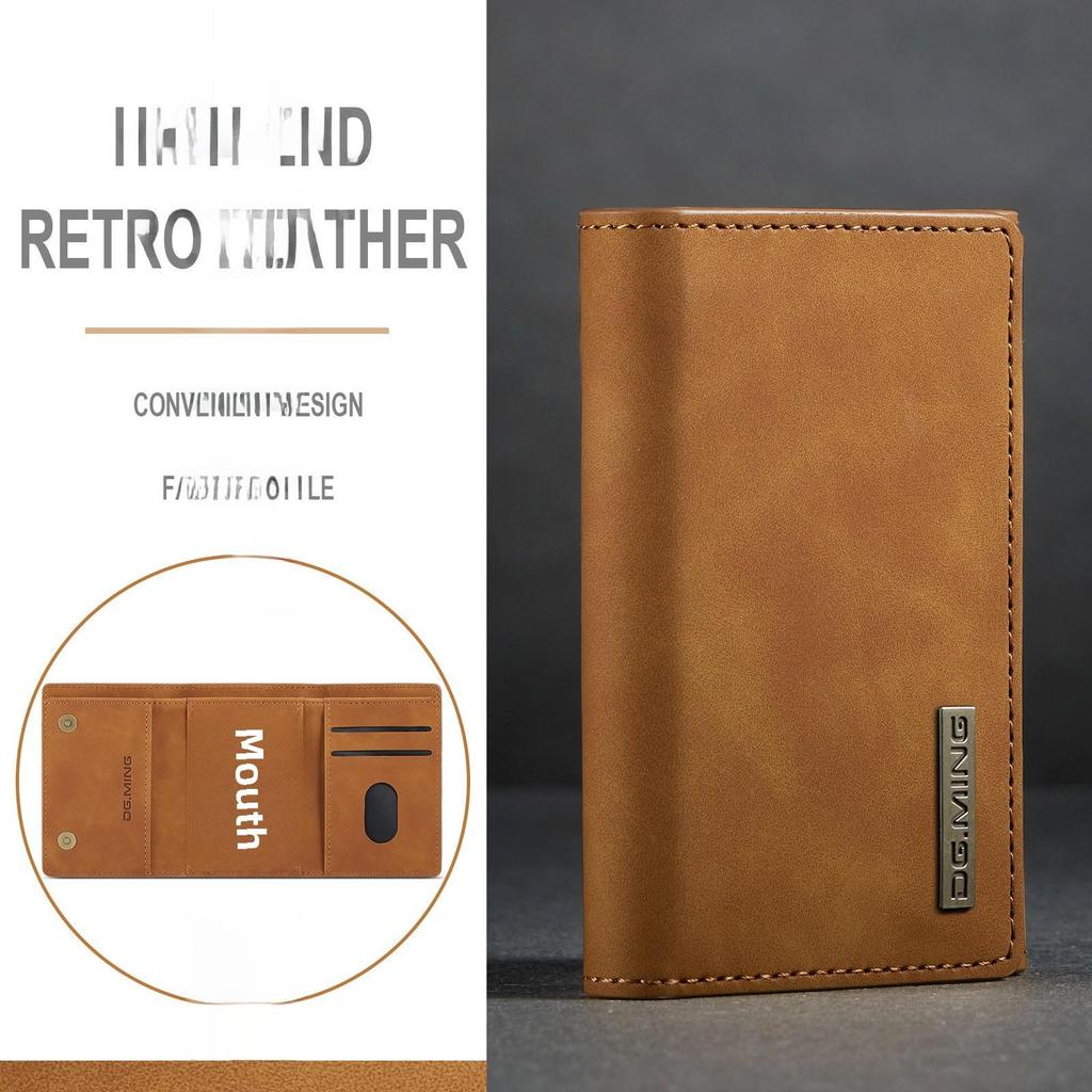 DG.MING черный ретро-кошелек тройного сложения: Вместительный, многофункциональный держатель карт из искусственной кожи и клатч с магнитной застежкой.