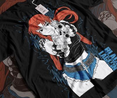 Black Lagoon Реви Футболка Манга Стрип Девушка Аниме Манга Подарки Рубашка Футболка Все Размеры