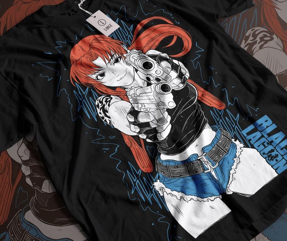 Black Lagoon Реви Футболка Манга Стрип Девушка Аниме Манга Подарки Рубашка Футболка Все Размеры