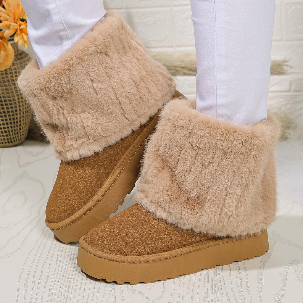 Обувь для женщин зимние женские сапоги черные с круглым носком из цельного флоксового плюша теплые на среднем каблуке водонепроницаемые повседневные зимние сапоги для женщин