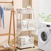 Laundry Storage Trolley Bathroom Layer Washing Shelf Save Space Movable Plastic Storage Trolley Suspended Dirty Clothes Basket