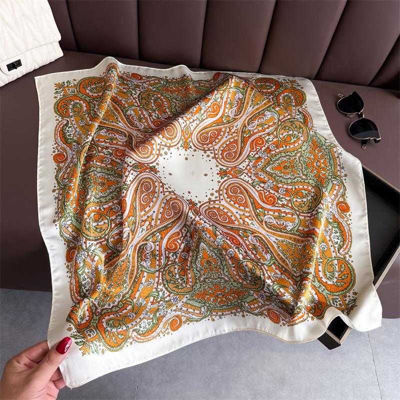 Vintage paisley printed silk scarf square scarf premium shawl sunscreen neck small square scarf headscarf women's scarf