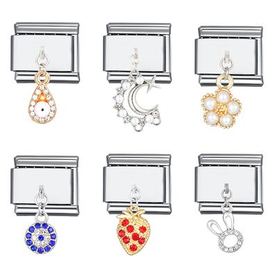 Подвески-бабочки, крест, итальянский браслет-шарм, шарм-бусина, браслет из нержавеющей стали, роскошный шарм, изготовление ювелирных изделий своими руками