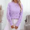 Autumn Winter Vintage Loose Long Sleeve Top Solid Color Pullover Knitwear Stand Collar Sweater