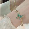 Retro Forest Series: Gradient Green Tail Butterfly Bracelet & Adjustable Ring Set