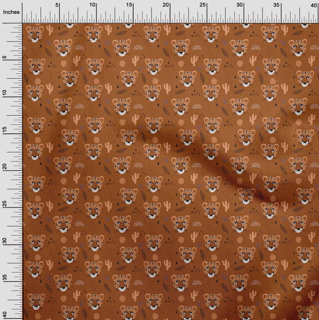 oneOone Cotton Flex Brown Fabric Kids Animal Diy Clothing Quilting Fabric Print Fabric By Yard 40 Inch