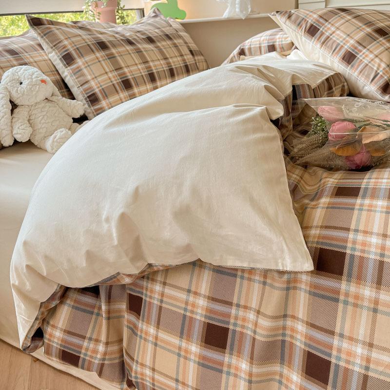 Небольшой комплект из четырех предметов из чистого хлопка с цветочным принтом, хлопковые пододеяльники с девчачьим сердцем, простыни для студентов, односпальная кровать в общежитии, комплект из трех пододеяльников