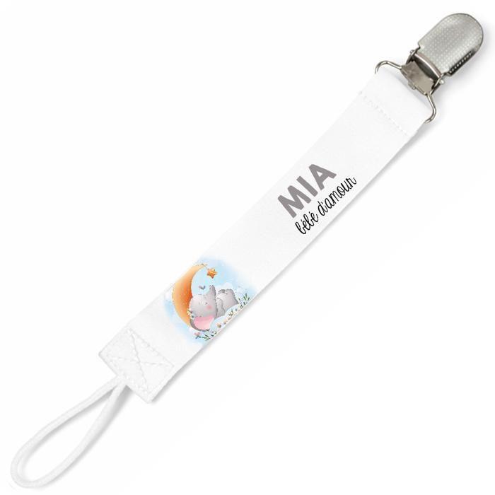 Planetee Attache tétine pour prénom MIA bébé d'amour éléphant mignon | Attache sucette cadeau naissance