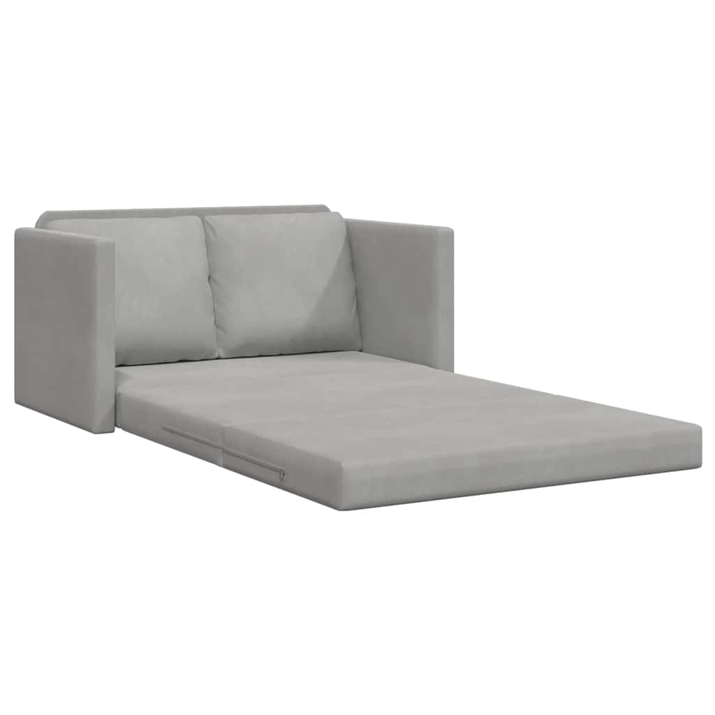 Floor Sofa with Sleeping Function Light Grey 122x204x55 cm Velvet
