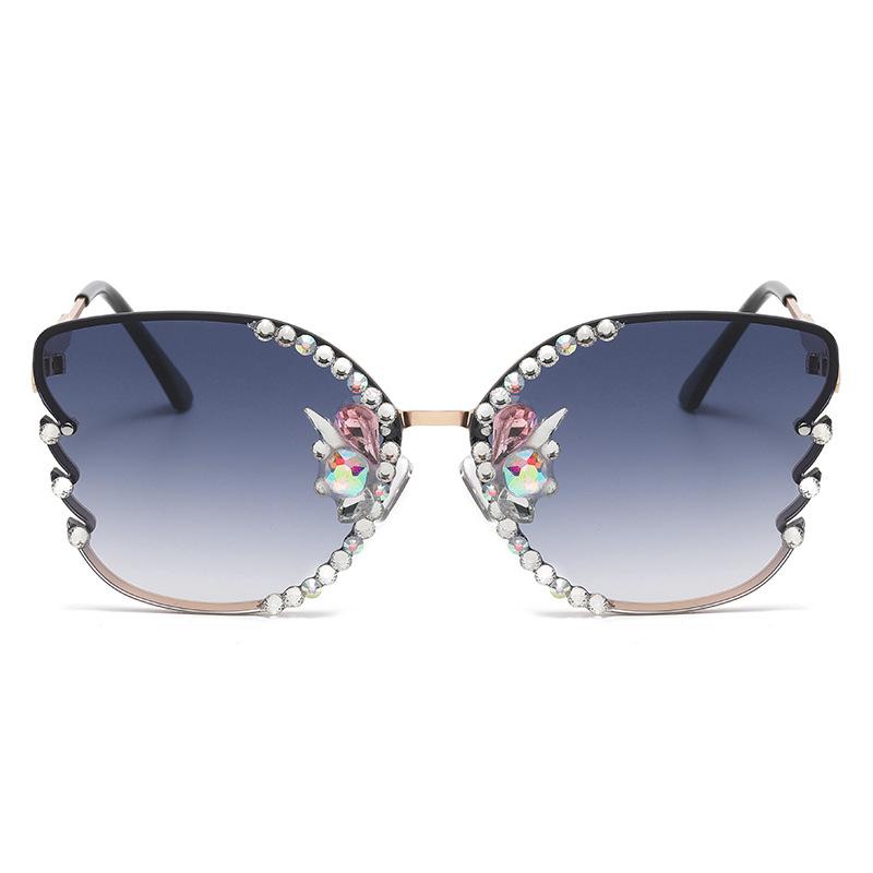 Солнцезащитные очки для стрит-фотографии с большой оправой, инкрустированные бриллиантами, Модные металлические женские трендовые солнцезащитные очки