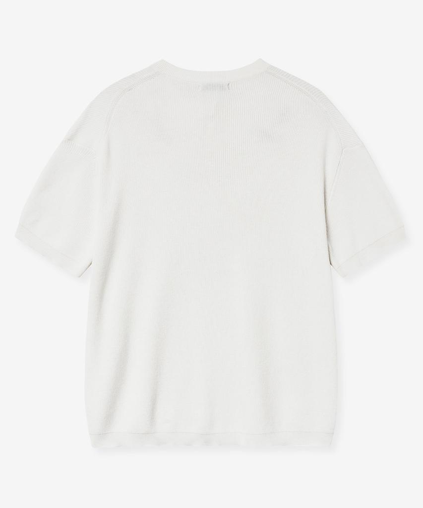 VTWO Washable Henley Neck Half Knit (Ivory)