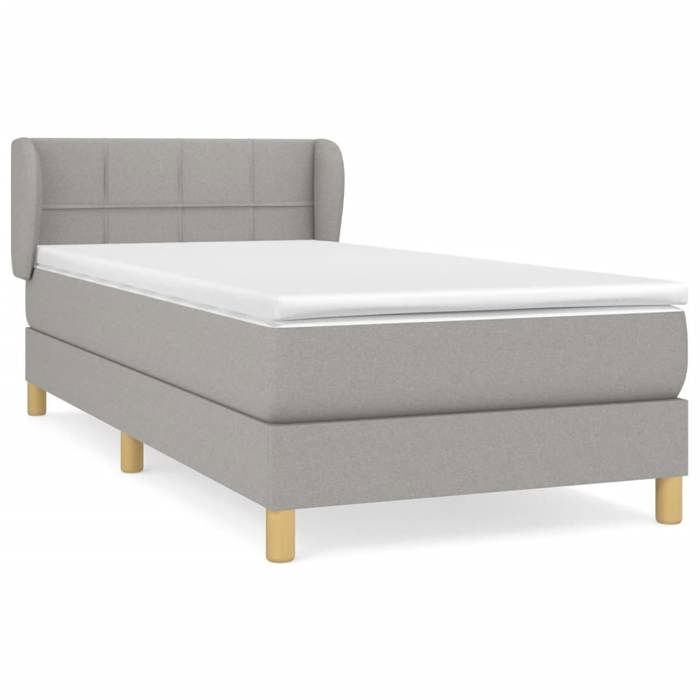 VidaXL Divan Bed with Mattress Light Grey 100x200cm Fabric - Model 3126781