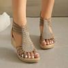 Fashion 2024 High Quality Women's Shoes Back Zip Women's Sandals Fashion Crystal Daily Sandals Women Summer Plus Size Wedge Sandals