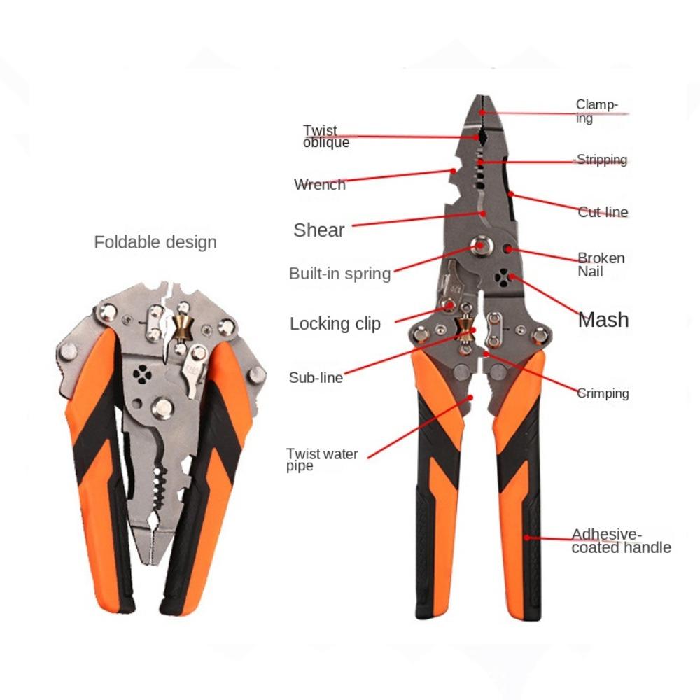Клещи для зачистки проводов из высокоуглеродистой стали, складной инструмент для зачистки проводов 12 в 1, нескользящие, удобные клещи для электрика