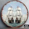D Flat  pc InXCm D Flat Round Sign Vintage Plaque about Sailboats Nautical Theme Decorative Sign Suitable for Liv
