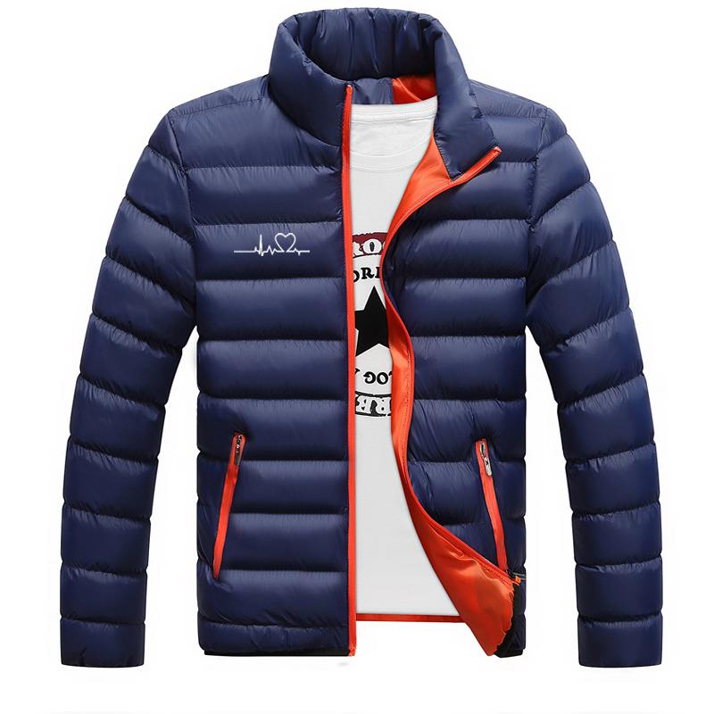 Electrocardiogram Love Printed Jacket, Loose Cotton Jacket, Men's And Women's Outdoor Cotton Jacket, Fashionable Warm Jacket