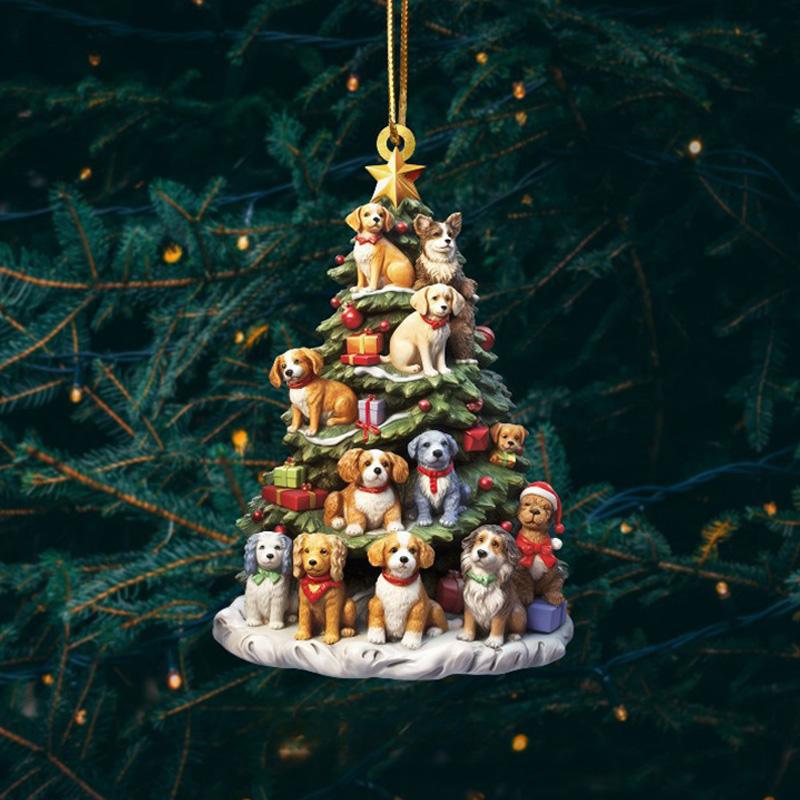 Christmas Hanging Ornaments Pendants Xmas Tree Cartoon Dog Book Design Unique Acrylic