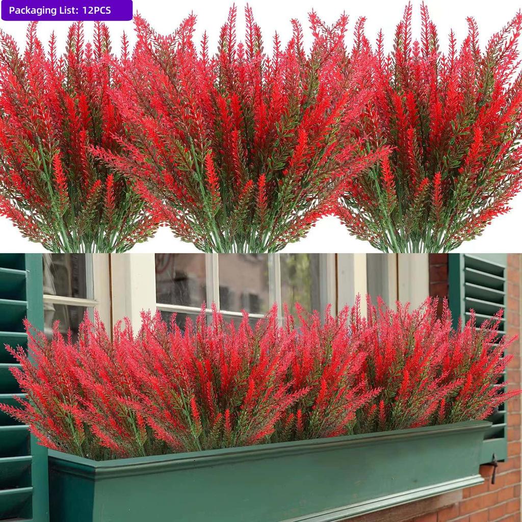 12pcs Artificial Lavender Flower Bouquets - Realistic Plastic Flowers for Home, Garden, Wedding, Holiday, Party Decor
