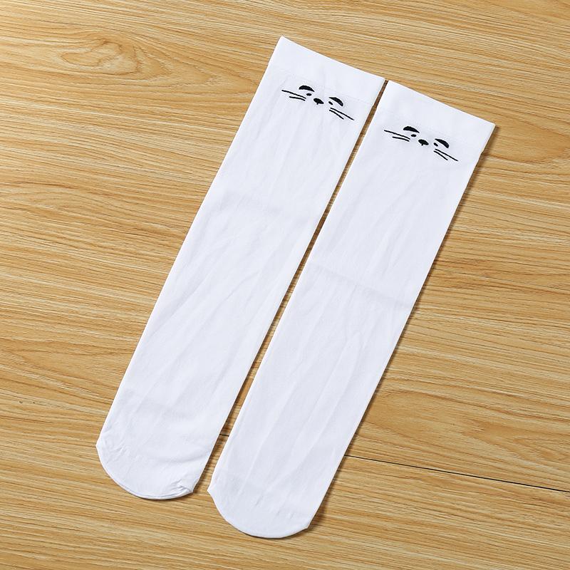 Белые школьные гольфы выше колена с мультяшным дизайном кошки/звезды/сердца/полоски для малышей, детей, учеников, чулки принцессы