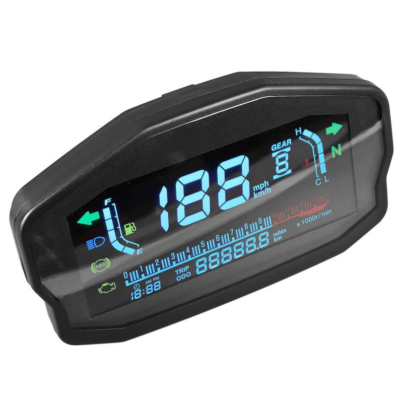 Motorcycle Instrument Cluster Speedometer Tachometer LCD Digital Display Water Temperature Oil Level Meter