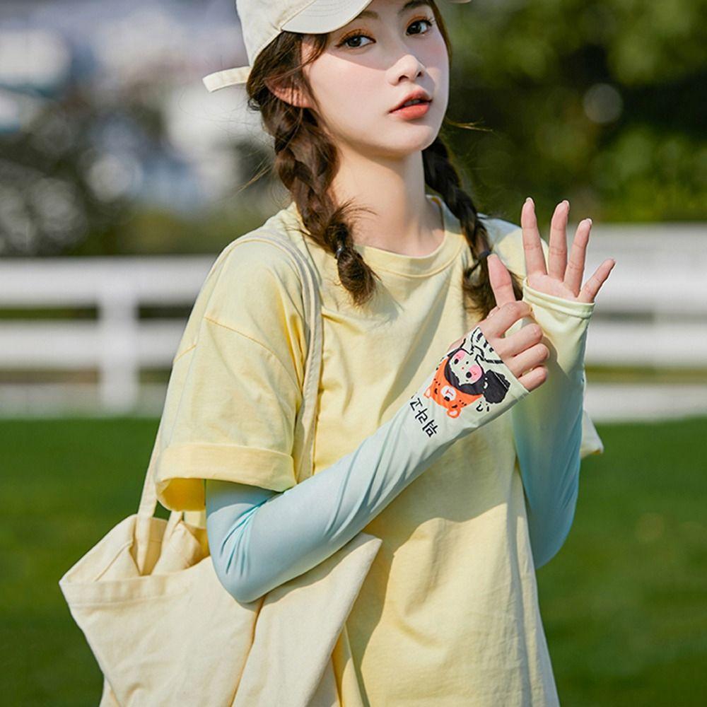 Driving Sunscreen Cartoon Arm Sleeves Cooling Sleeves Ice Silk Sleeve Sun Protection Sleeves
