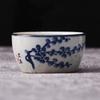 Hand-Painted Blue & White Coarse Pottery Teacup Set - Ceramic Gongfu Tea Cup, Small Cup for Pu'er Tea Ceremony