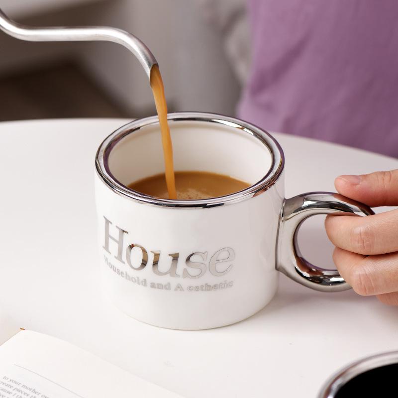 Легкая роскошная гальванизированная кружка керамическая чашка Instagram High Beauty Violent Bear чашка для воды креативная большая емкость HOUSE кофейная чашка