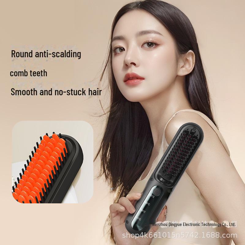 Портативная беспроводная расческа для выпрямления волос с отрицательными ионами, без повреждения, мини-инструмент для укладки и завивки