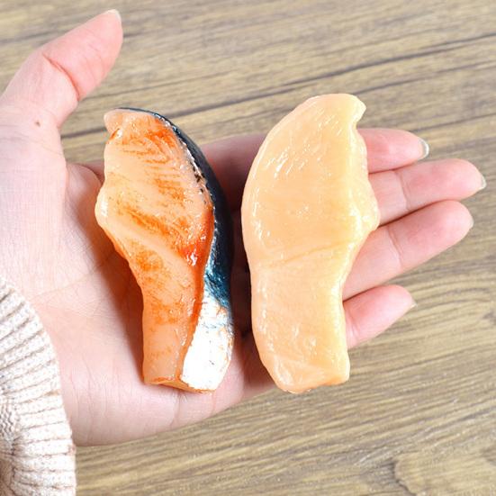 5Pcs Simulation Fish Meat Model Realistic Fake Fish Block Steak Ornament Photo Prop Lifelike Pretend Play Food Figurine Showcase Display Decoration