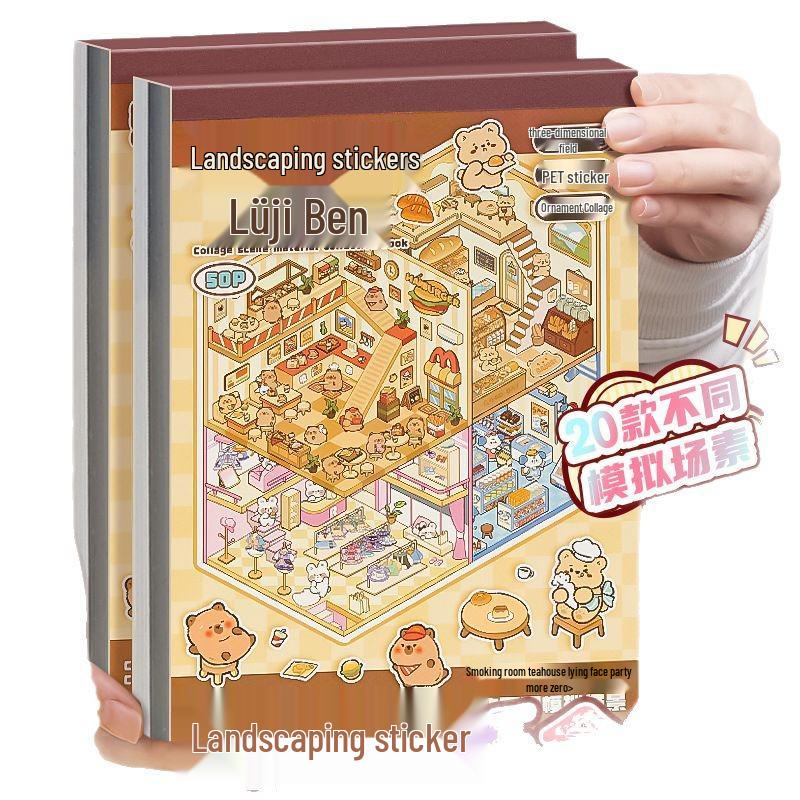 3D Miniature House Landscape Sticker Book for DIY Crafts
