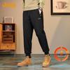 Мужские осенне-зимние спортивные штаны-джоггеры с флисовой подкладкой
