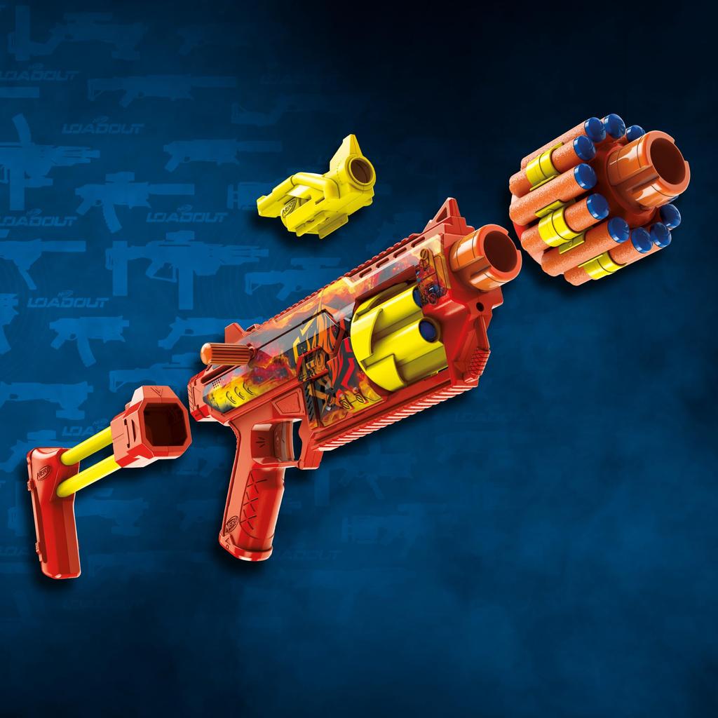 Hasbro Nerf Loadout Flare Fusion Blaster с 3 сменными насадками и 18 стрелами N1, детская игрушка и подарок, 8+, G3142, оригинал