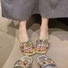 2024 Лето Новые Женские Женские Тапочки с Кристаллами Открытые Носки Туфли для Женщин Модные Роскошные Пляжные Нескользящие Шлепанцы Женские Zapatos