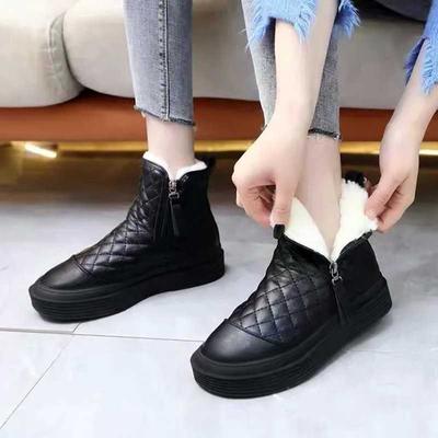 Новые клетчатые зимние ботинки для женщин, новые зимние студенческие ботинки, хлопковые теплые ботинки, с флисовой подкладкой, утолщенные