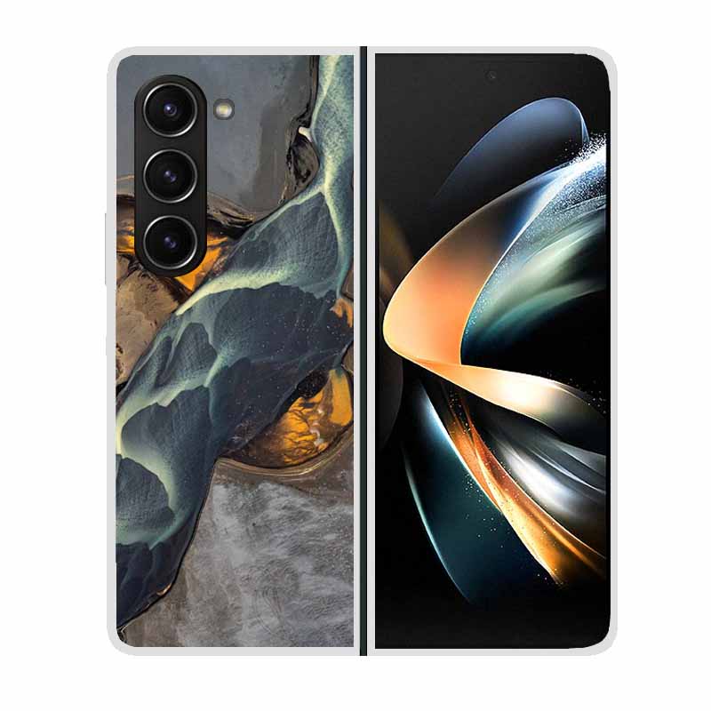 For Samsung Galaxy Z Fold 5 ZFold5 Cases Marble Transparent Shockproof Protection Hard Back Cover For Samsung Z Fold 5 5G Cases