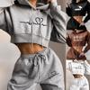 Women's Tracksuit 2 Piece Set Faith Love Letter Hoodies Pants Suit Sportwear for Spring Female Clothing Jogging Sport Crop Tops